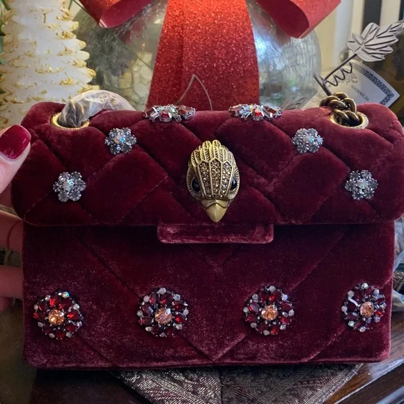 SOLD⛔️KURT GEIGER LONDON Velvet crystals silver chain convert shoulder/Crosby - Picture 9 of 16